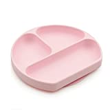 Bumkins Silicone Grip Dish, Suction Plate, Divided Plate, Baby Toddler Plate, BPA Free, Microwave and Dishwasher Safe – Pink