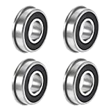 uxcell FR8-2RS Flanged Ball Bearing 1/2"x1-1/8"x5/16" Double Sealed Chrome Steel Bearing 4pcs