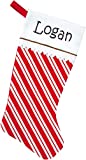 Monogrammed Me Personalized Christmas Stocking, Red and White Felt Candy Cane with Glitter Name