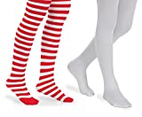 Jefferies Socks Girls Christmas Stripe Candy Cane Holiday Tights 2 Pack (6-8 Years, Red/White)