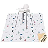 51" Splat Mat for Under High Chair/Arts/Crafts, WOMUMON Baby Reusable Spill Mat Waterproof Anti-Slip Floor Splash Mat, Portable Play Mat and Table Cover