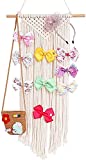 Habbi Macrame Hair Bow Holder Girl Clip Bow Organizer Wall Hanging Decor Hanging Hair Clips Hanger For Baby Girls Room