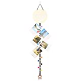 WJYX BOWS Hanging Photo Display Wall Hanging Picture Holders Home Decoration Macrame Wall Hanging Photo Display Bow Holder Home Decor with 10 Wood Clips