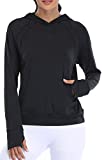 Oalka Women's Performance Running Hoodie Lightweight Biker Pullover Sweatshirt Black M