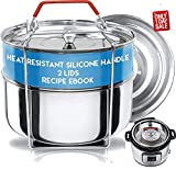 Silva Stackable Pressure Cooker Accessories Compatible with Instant pot 6 qt + 2 Lids + Safety Handle+ Recipe E-Book - Pot in Pot Food Steamer Inserts Pans