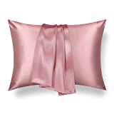 Tafts Silk Pillowcase 22 Momme 100% Pure Mulberry Silk Pillowcase for Hair and Skin, Both Sides Grade 6A Long Fiber Natural Silk Pillow Case, Concealed Zipper, Queen, Misty Rose Pink