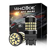 VehiCode 3157 LED Bulb White Light 6000K Bright Kit 3155 3156 3047 3056 4114 4157 P27W Dual Function Replacement w/Projector for Car Turn Signal Reverse Backup DRL Daytime Running Lamp (2 Pack)