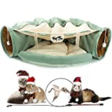 Kumikiwa Cat Tunnel Bed, 2-in-1 Collapsible Cat Tunnel Tubes Toys with Removable Mat for Pet Cats Kittens Puppies Rabbits Bunnies Ferrets (Matcha)