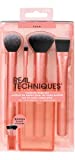 Real Techniques Flawless Base Brush Set With Ultra Plush Custom Cut Synthetic Bristles and Extended Aluminum Ferrules to Build Coverage for Every Makeup Application Need, Orange, 5 Piece