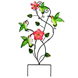 Juegoal 28 Inch Hummingbirds Garden Stake Decor, Colorful Look & Personalities Flowers Metal Wall Art Spring Decoration, Yard Outdoor Lawn Pathway Patio Ornaments