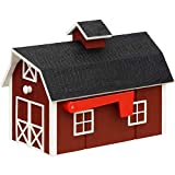 Amish Dutch Barn Painted Wooden Mailbox with Cupola (Red with White Trim)