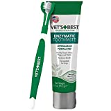 Vets Best Dog Toothbrush and Enzymatic Toothpaste Set - Teeth Cleaning and Fresh Breath Kit with Dental Care Guide - Vet Formulated