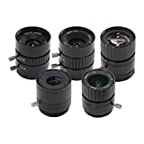 Arducam CS-Mount Lens Kit for Raspberry Pi HQ Camera (Type 1/2.3), 6mm to 25mm Focal Lengths, 65 to 14 Degrees, Telephoto, Wide Angle, Pack of 5