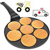 Car & Truck Mini Pancake Pan - Make 7 Unique Flapjack Cars, Nonstick Pan Cake Maker Griddle for Breakfast Fun & Easy Cleanup