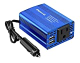 PiSFAU, 150W Power Inverter DC 12V to 110V AC Car Outlet Adapter with 2 USB Ports and Car Converter for Plug Outlet