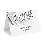 Bliss Collections Thank You Cards - 25 Greenery Cards with Envelopes, 4 x 6 Uncoated, Heavyweight Card Stock for Weddings, Receptions, Bridal Showers, Baby Showers, Graduations, Special Events