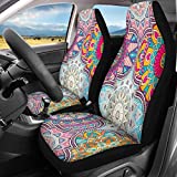 INSTANTARTS 2 Piece Boho Mandala Car Seat Covers, Universal High Back Bucket Soft Auto Seat Protector Cover