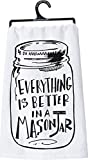 Primitives by Kathy LOL Made You Smile Dish Towel, 28" x 28", Everything is Better in a Mason Jar