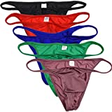 JAXFSTK Men's Cheeky Briefs Underwear Contest Posing Trunks Competition Suit String Bikini Briefs 5-Pack (Black,Red,Blue,Green,Coffee) M