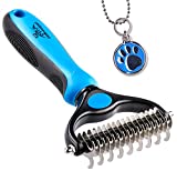 Pat Your Pet Deshedding Brush - Double-Sided Undercoat Rake for Dogs & Cats - Shedding Comb and Dematting Tool for Grooming, Extra Wide