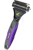 Pet Dematting Tool By Hertzko - for Dogs and Cats - Removes Loose Undercoat, Mats and Tangled Hair- Great Grooming Comb Tool for Brushing, Dematting and Deshedding. (Grey)