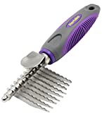Hertzko Pet Dematting Comb for Dogs Cats  Undercoat Rake Grooming Brush with Safety Edges  Deshedding Tool Great for Cutting and Removing Dead, Matted or Knotted Hair, Shedding Combs
