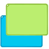 Silicone Kids Placemats, Non-Slip Silicon Placemats for Kids Baby Toddlers Childrens, Kids Portable Placemat for Dining Table, 2Pack, Blue/Green