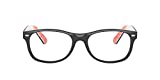 Ray-Ban RX5184 New-Wayfarer Prescription Eyeglass Frames, Top Black on Transparent Red, 52 mm