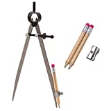 ALLY Tools 8 Inch Precision Spring Divider Scribe Tool/Woodworking Compass with Pencil Holder INCLUDES Two Pencils and Pencil Sharpener Ideal for Drawing Circles, Geometry, Wood, Metal, and Leather