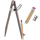 ALLY Tools 8 Inch Precision Wing Divider Scribe Tool/Woodworking Compass with Pencil Holder INCLUDES Two Pencils and Pencil Sharpener Ideal for Drawing Circles, Geometry, Wood, Metal, and Leather