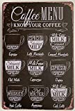 Forever_USA Tin Metal Wall Sign | Coffee Lover Bar Menu with Coffee Recipes 8 x 12 | Fun Decorative Poster for Home Bar Room Garage Kitchen Decor | Retro Vintage Design