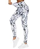 THE GYM PEOPLE Thick High Waist Yoga Pants with Pockets, Tummy Control Workout Running Yoga Leggings for Women (Medium, Marble)