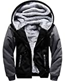 MACHLAB Men's Pullover Winter Workout Fleece Hoodie Jackets Full Zip Wool Warm Thick Coats Black#W02 L