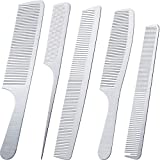 5 Pieces Stainless Steel Hair Comb Set Metal Tail Combs Silver Fine Cutting Comb Hairdressing Steel Comb Rat Tail Comb Teasing Pintail Barber Comb Stainless Steel Hair Styling Grooming Detangler Comb