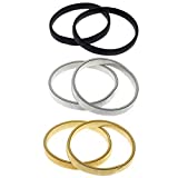 3 Pairs Anti-Slip Shirt Sleeve Holders Garters Stretch Metal Armband for Women and Men, (Black, Gold, Silver)