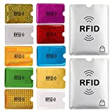Aigee 28 RFID Blocking Sleeves (24 Credit Card Protector Holders in 12 colors & 4 Passport Protectors), Identity Theft Protection Secure Sleeves for Credit Cards, Debit Cards, Complimentary 2pack 4 x 3inch Clear Vinyl Plastic Sleeve Pouch