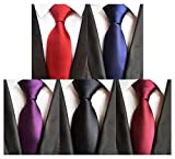 MOHSLEE Men's Lot 5 PCS Classic Tie Solid Color Neck Ties Silk Neckties Set of 5