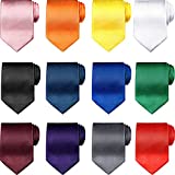 12 Pieces Solid Satin Ties Pure Color Ties Set Business Formal Necktie Tie for Men Formal Occasion Wedding (Various Color)