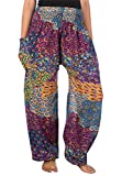 LOFBAZ Harem Pants for Women Yoga Boho Hippie Clothing Palazzo Bohemian Beach Maternity Pajama Indian Gypsy Travel Clothes Peacock 1 Purple M