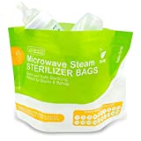 JJ CARE Sterilizer Bags for Baby Bottles - 400 Uses - Reusable Microwave Steam Bags for Baby Bottles - Breast Pump Sterilizer Bags - Microwave Sterilizing Bags (4 Boxes/5 Bags Per Box)