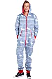 Men's Cozy Christmas Onesie Pajamas - Grey Moose Adult Holiday Cozy Jumpsuit: X-Large