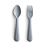 mushie Flatware Fork and Spoon Set For Kids | Made in Denmark (Cloud)