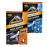 Armor All Ultra Shine Car Wash Wipes and Wax Wipes for Car, Total 24 XL Wipes