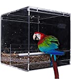 SETCO Automatic Bird Feeder No Mess Bird Cage Pet Feeder Seed Food Container for Parakeet Canary Cockatiel Parrot Finch Canary Acrylic (Small-New)