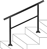 VEVOR Handrail Outdoor Stairs 48 X 35.5 Inch Outdoor Handrail Outdoor Stair Railing Adjustable from 0 to 50 Degrees Handrail for Stairs Outdoor Aluminum Black Stair Railing Fit 3-4 Steps