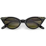 zeroUV - 50s Vintage Cat Eye Sunglasses for Womens with Rhinestones Pinup Girl Clothing Rockabilly Accessories (Black)