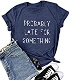 Womens Vintage Short Sleeve Shirts Graphic Funny Tee Tops Hiking Athletic Shirt, Navy Blue L