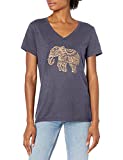 Hanes womens Short Sleeve Graphic V-neck Tee Shirt, Pattern Elephan, XX-Large US