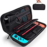 Deruitu Switch Carrying Case Compatible with Nintendo Switch - Fit Original Charger AC Adapter - with 20 Game Cartridges Hard Shell Travel Switch Pouch for Console & Accessories, Black