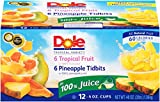 Dole Fruit Bowls, Tropical Fruit and Pineapple Tidbits in 100% Fruit Juice, 4oz, 12 cups